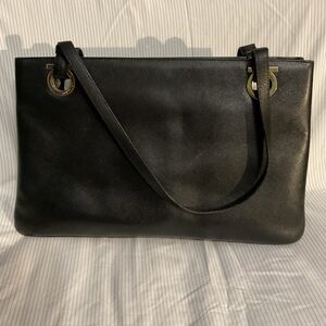 Salvatore Ferragamo Black Shoulder Bag with Gold Details